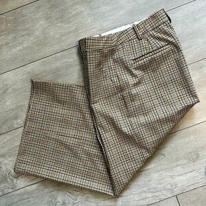 MICHAEL KORS NWOT Wool Lightweight Beige Checkered Cropped Trousers, Size 10